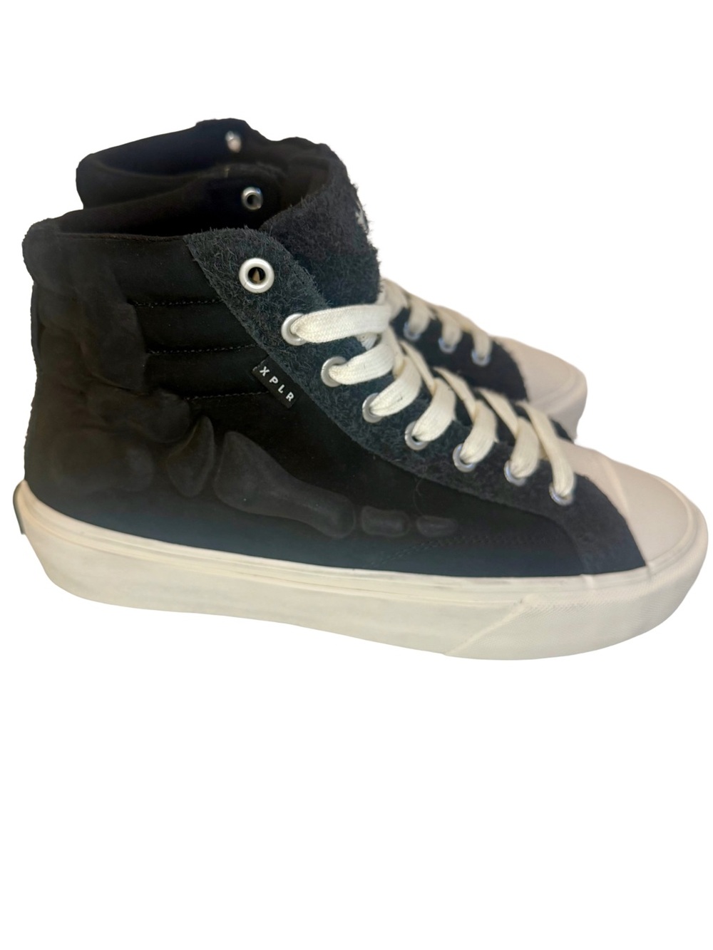 Straye x XPLR Venice Stomper Skeleton Foot High Top Sneaker Black Suede 12/14